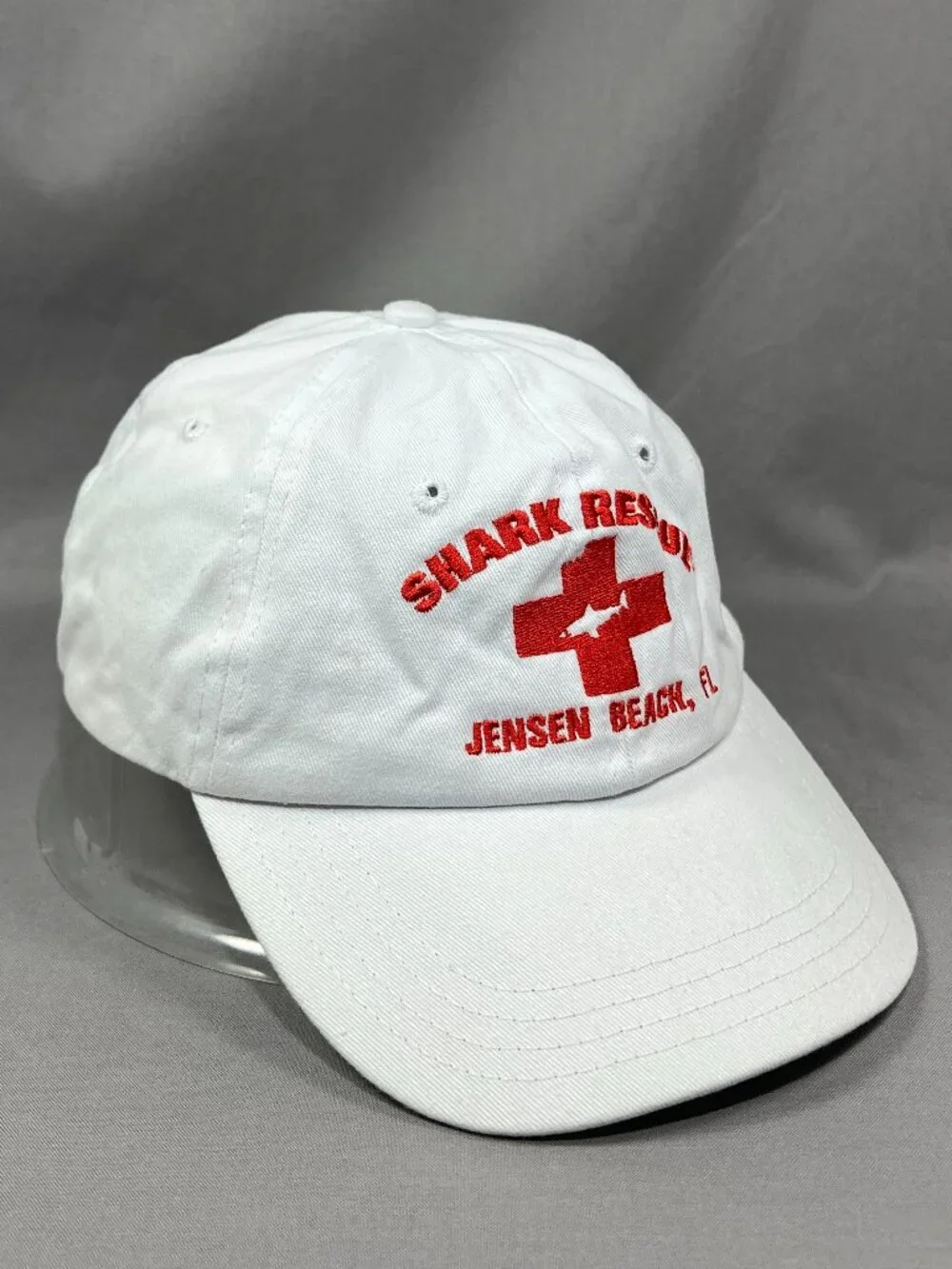 Shark Rescue Jensen Beach Florida Hat Strapback White Adjustable Adult Dad Cap